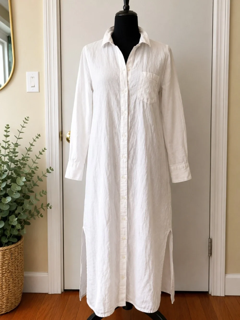 J.Crew Re-Imagined Linen Cotton Maxi Shirt Dress White Size S
